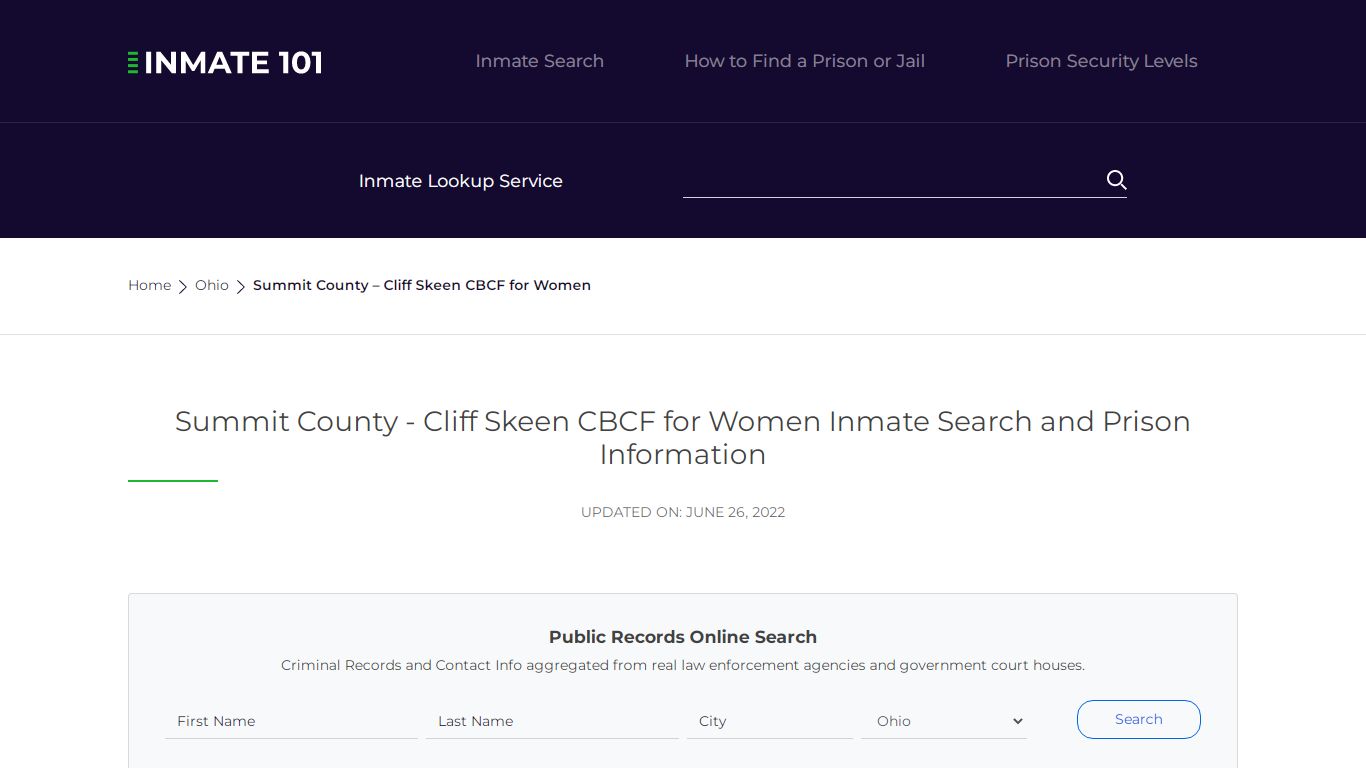 Summit County - Cliff Skeen CBCF for Women Inmate Search ...